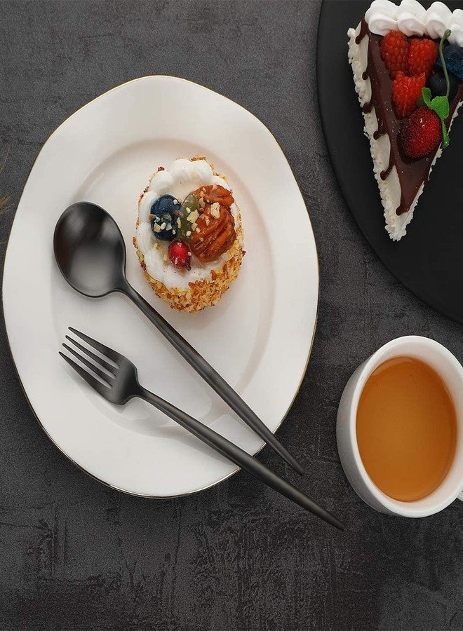 ستار ورك أدوات مائدة سوداء من الفولاذ المقاوم للصدأ من ستار وورك، شوك وملاعق فضية للمنزل والمطبخ والمطاعم والفنادق، أدوات مطبخ سوداء غير لامعة بلمسة نهائية مصقولة/آمنة للغسل في غسالة الأطباق (عبوة من 28 قطعة) - Image 5